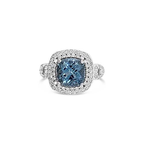 Aquamarine & Diamond Ring