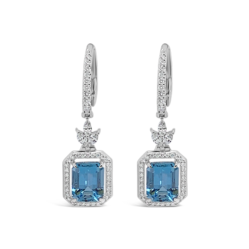 Aquamarine & Diamond Dangle Earrings
