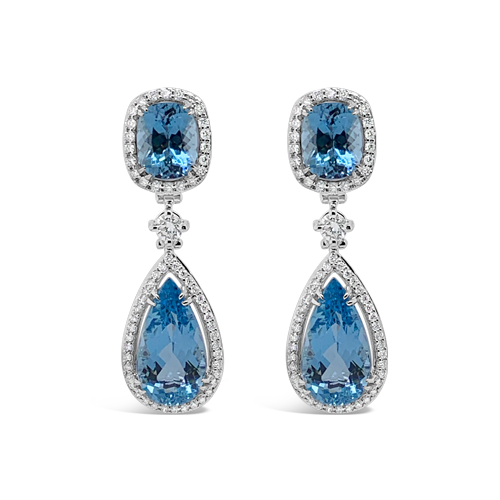 Aquamarine & Diamond Dangle Earrings