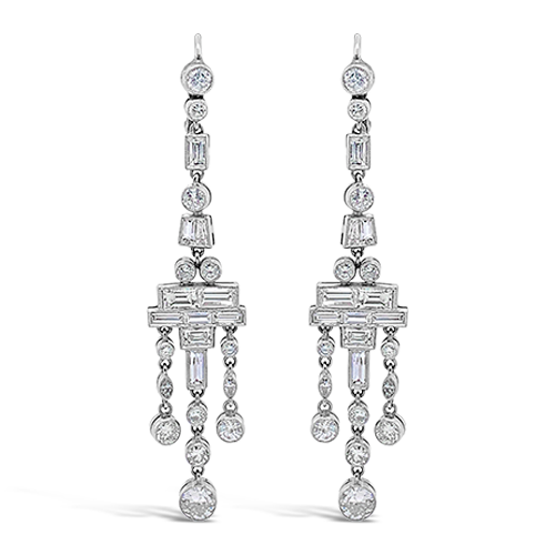 Diamond Dangle Deco Style Earrings