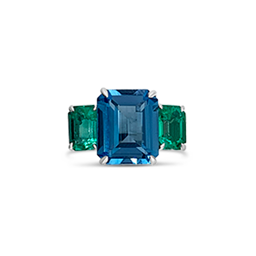 London Blue Topaz & Emerald Ring