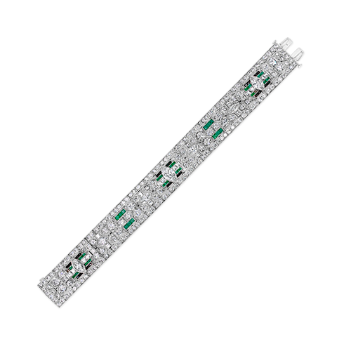 Emerald & Diamond Art Deco Estate Bracelet