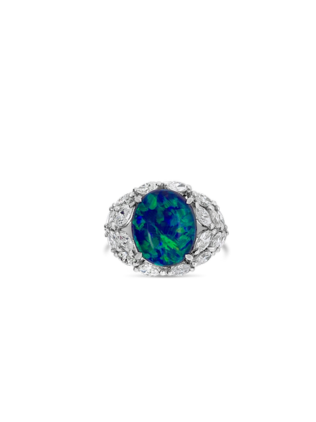 Black Opal & Diamond Ring