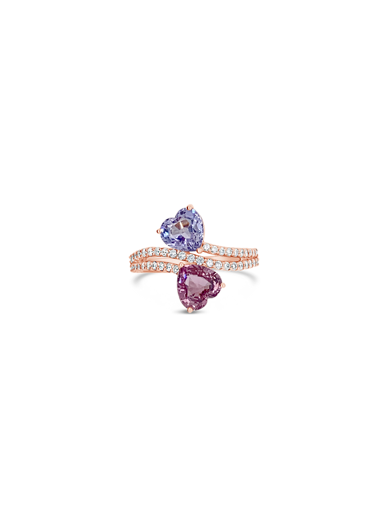 Heart Shaped Pink & Blue Sapphire Ring