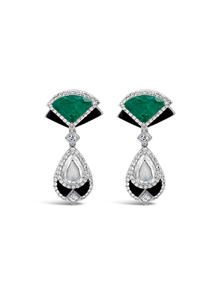 Emerald & Diamond Dangle Earrings