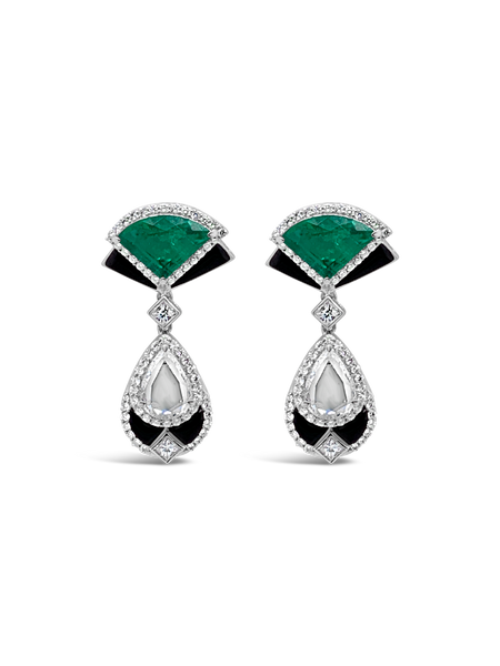 Emerald & Diamond Dangle Earrings