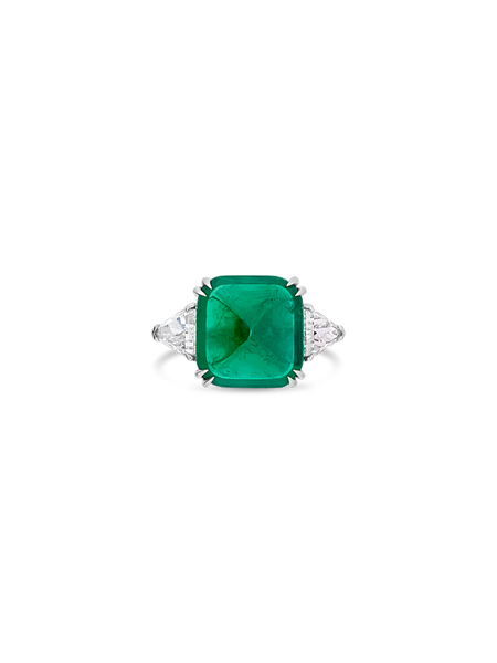 Sugarloaf Emerald & Diamond Ring