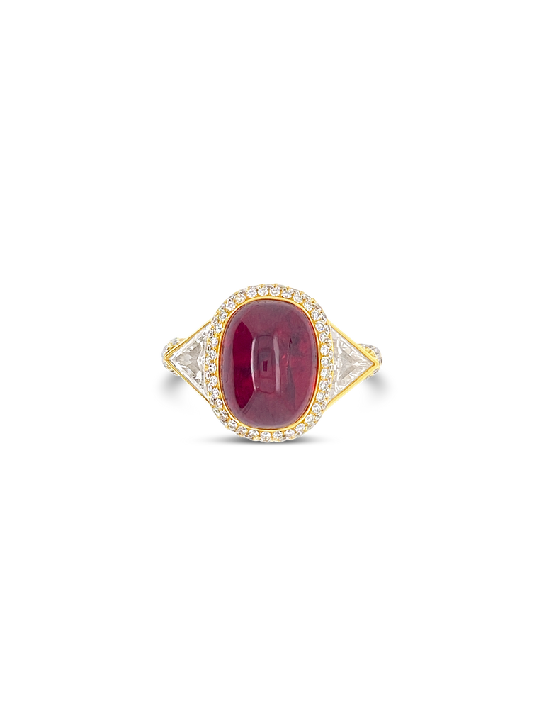 Cabochon Ruby & Diamond Ring