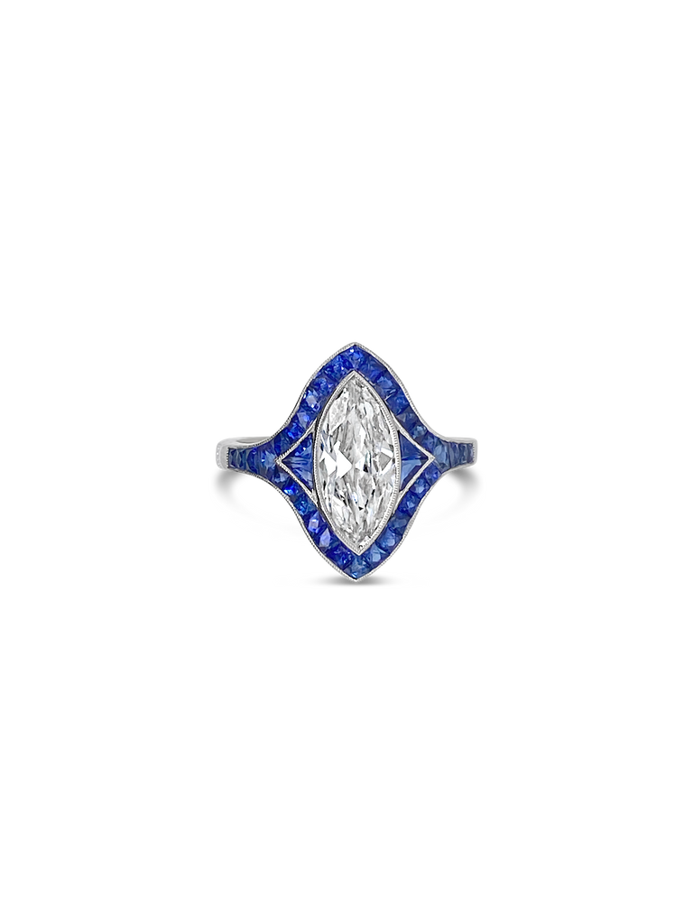 Marquise Diamond & Sapphire Ring