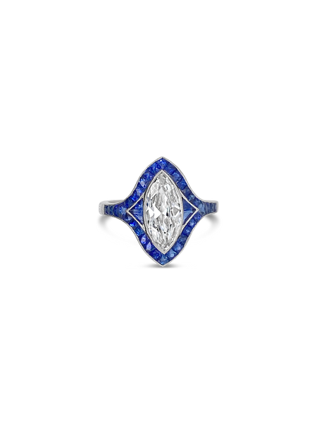 Marquise Diamond & Sapphire Ring