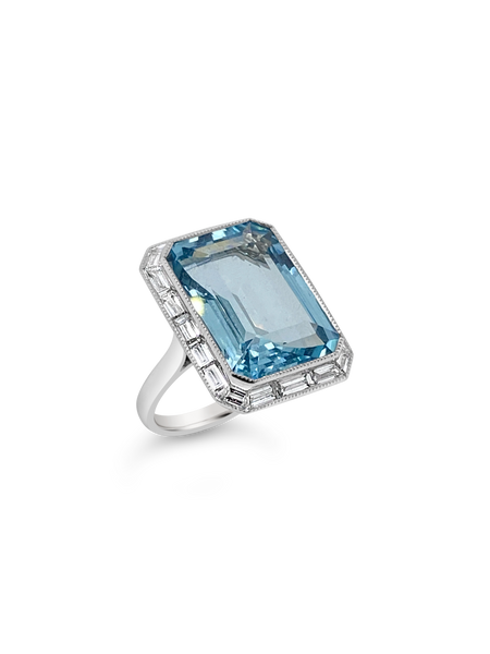 Aquamarine & Diamond Ring