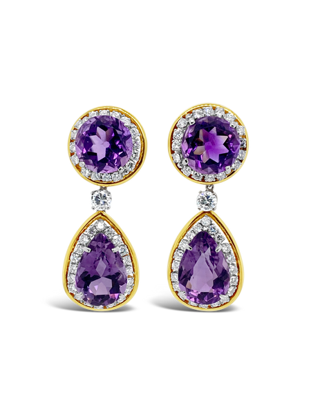 Amethyst & Diamond Estate Earrings