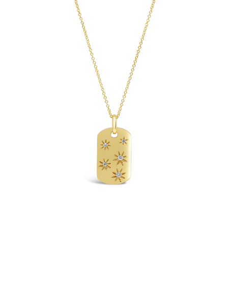 Diamond Stars Dog Tag Style Pendant