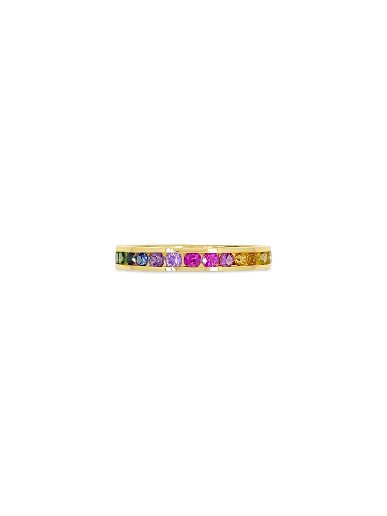 Rainbow Sapphire, Ruby & Tsavorite Band Ring