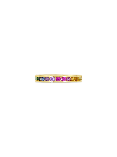 Rainbow Sapphire, Ruby & Tsavorite Band Ring