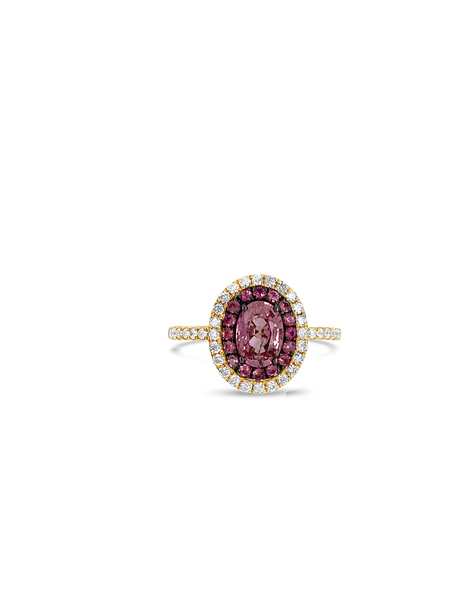 Pink Sapphire & Diamond Ring