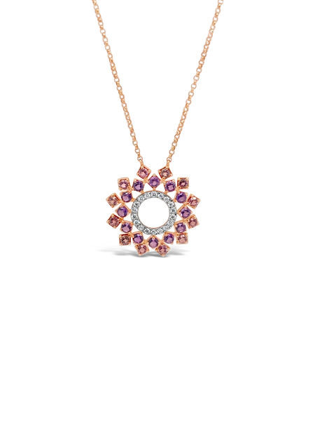 Amethyst, Pink Tourmaline & Diamond Pendant