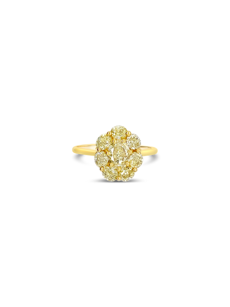Yellow Diamond Cluster Ring