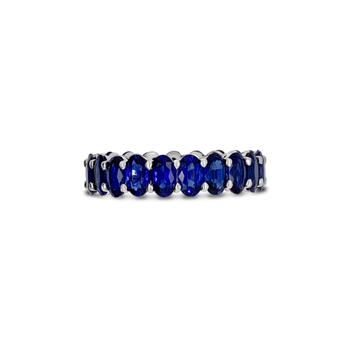 Oval Blue Sapphire Eternity Band