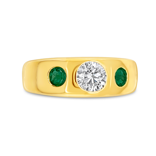 Emerald & Diamond Gypsy Ring