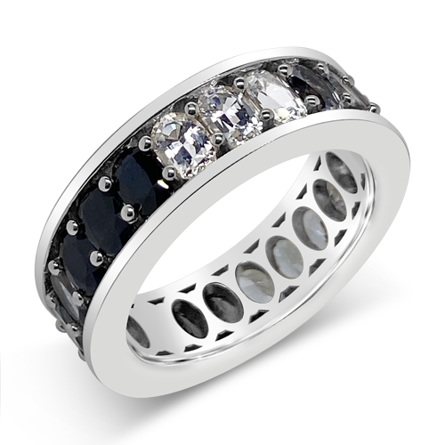 White, Black & Gray Sapphire Ring