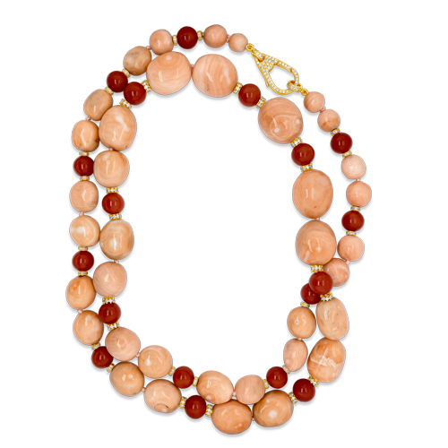 Carved Coral Bead Necklace