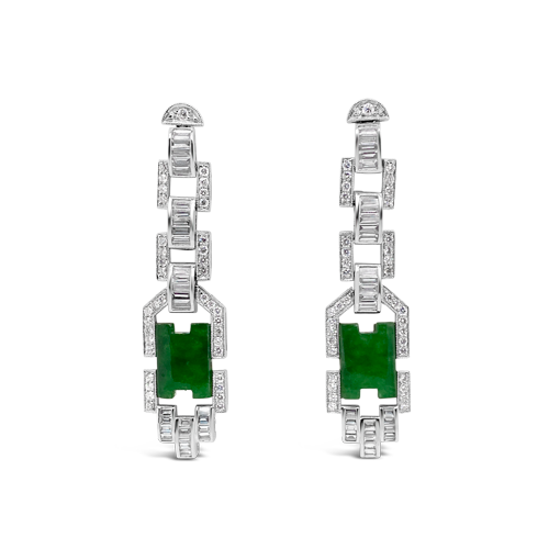 Jade & Diamond Dangle Earrings