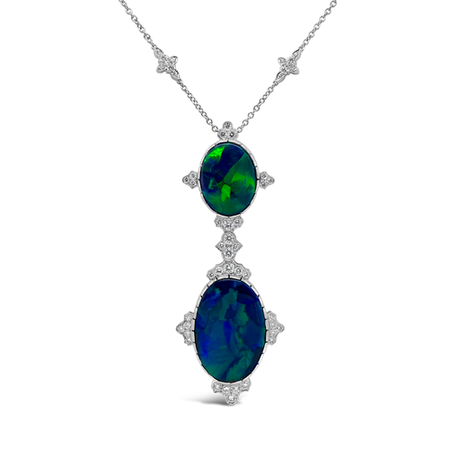 Black Opal & Diamond Necklace