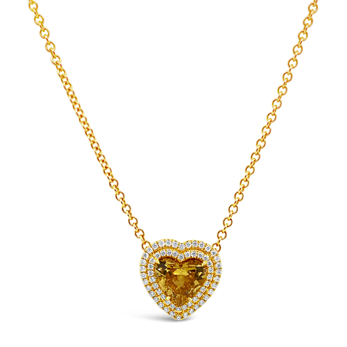 Orange-yellow Heart Diamond Pendant
