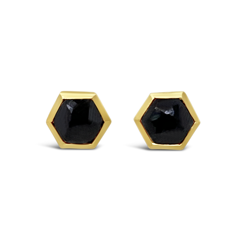 Hexagon Shaped Black Diamond Earrings