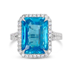 Blue Zircon & Diamond RIng