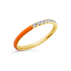 Diamond & Orange Enamel Ring
