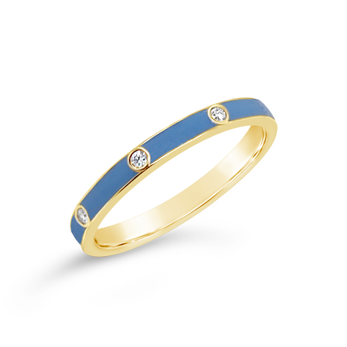 Diamond & Blue Enamel Ring