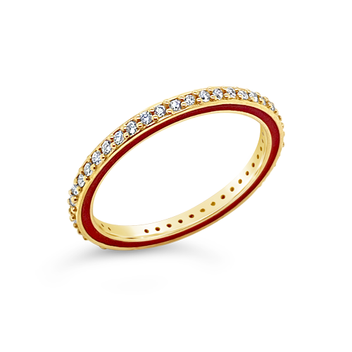 Diamond Eternity Band with Red Enamel Accent