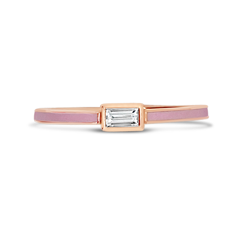 Diamond & Pink Enamel Stackable Ring