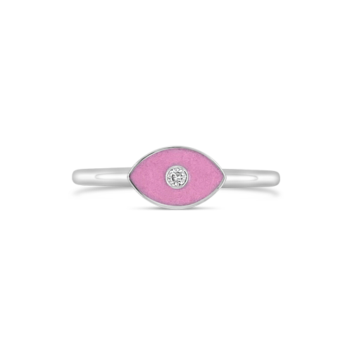 Diamond & Pink Enamel Eye Design Ring