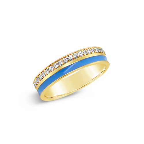 Diamond & Blue Enamel Band Ring