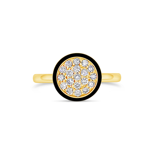 Diamonds with Black Enamel Border Ring