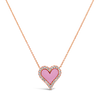 Diamond & Pink Enamel Heart Pendant