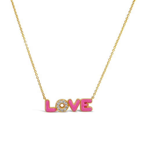 Diamond & Enamel LOVE Necklace