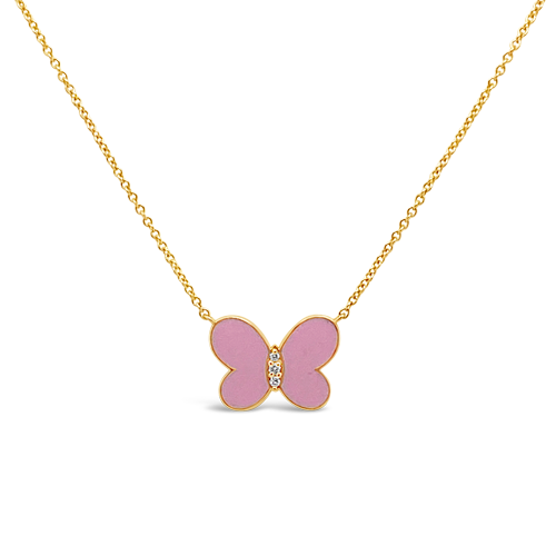 Diamond & Enamel Butterfly Pendant