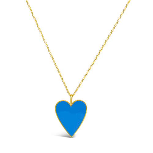 Blue Enamel Heart Necklace