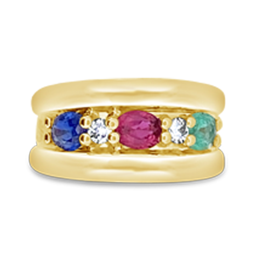 Ruby, Emerald, Sapphire & Diamond Ring