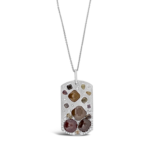 Fancy Diamond Dog Tag Pendant