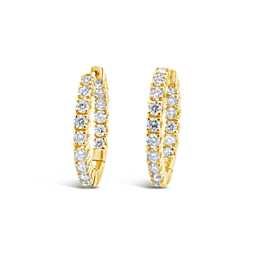 Yellow Gold & Diamond Hoop Earrings