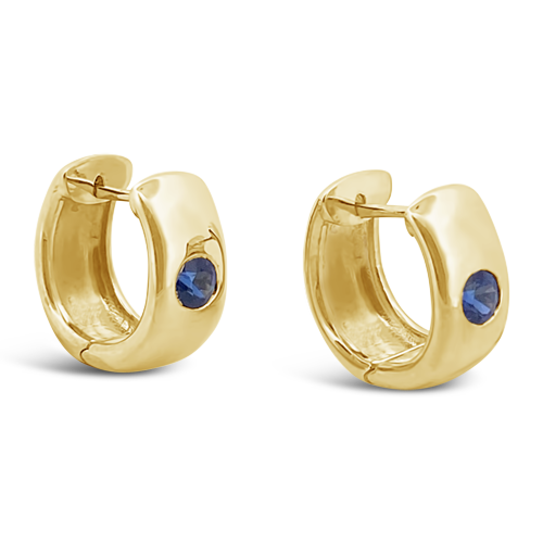 Blue Sapphire Huggie Earrings