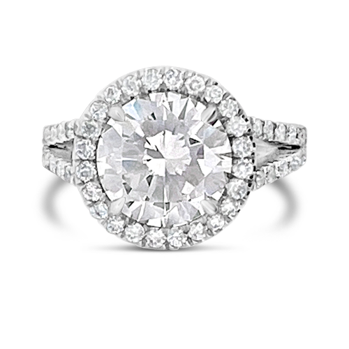 Round Diamond Engagement Ring with Diamond Halo