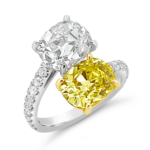 Yellow & White Diamond Bypass Ring