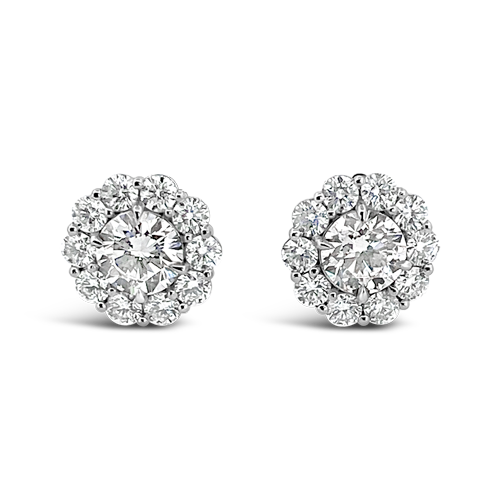 Diamond Stud Earrings with Halo