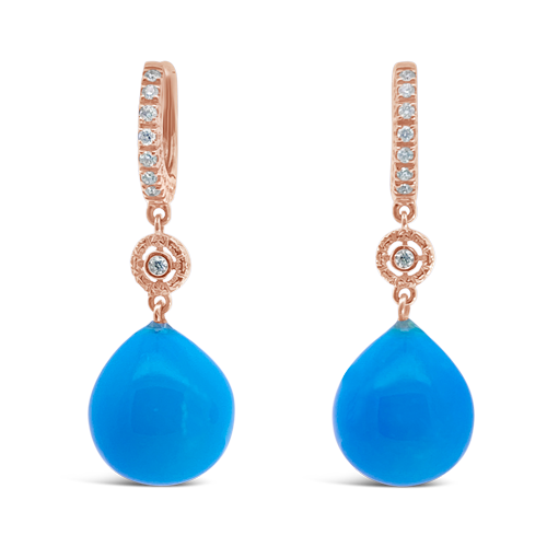 Turquoise & Diamond Drop Earrings